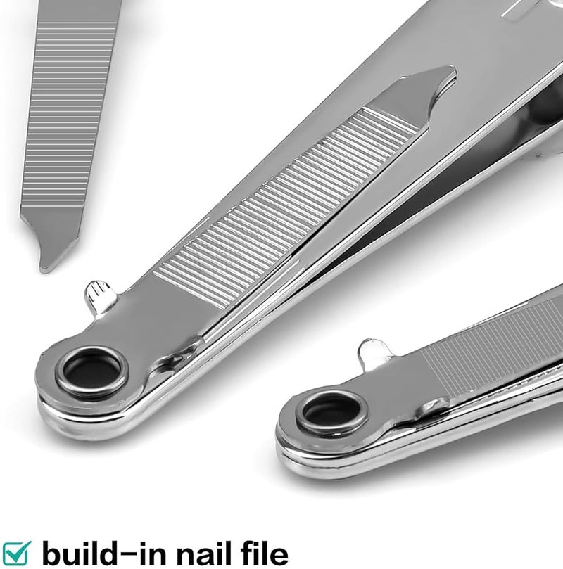 ToolHouse 2 Piece Nail Clippers Set, Stainless Steel Fingernail Clippers, with Nail File, Sharp Nail Cutters for Men, Women, Seniors, and Kids (Silver) - Image 3