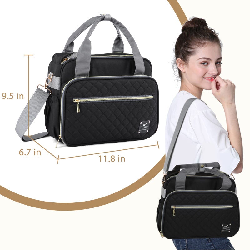 GOGOSO Crossbody Small Diaper Bag, Cute Mini Baby Diaper Tote Bags with Insulated Pockets for Traveling Outdoor Parent, Black - Image 5