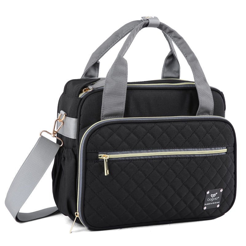 GOGOSO Crossbody Small Diaper Bag, Cute Mini Baby Diaper Tote Bags with Insulated Pockets for Traveling Outdoor Parent, Black - Image 1