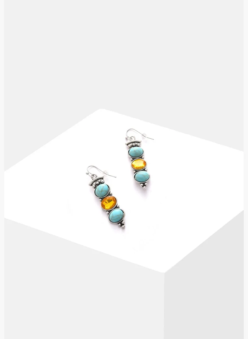 SOHI Silver Plated Designer Stone Drop Earrings