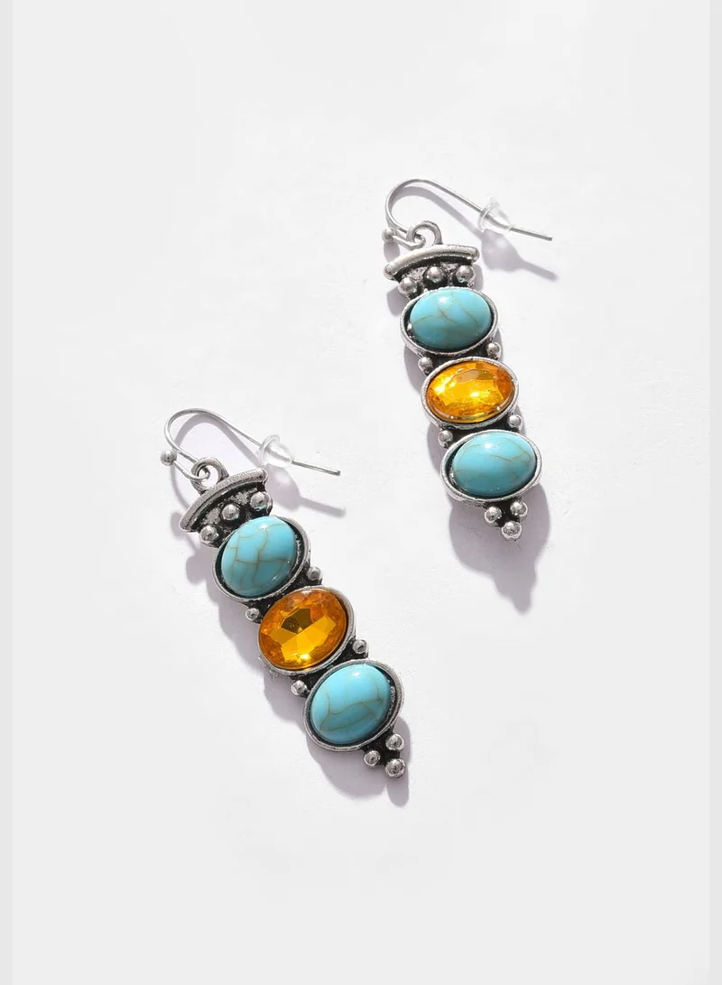 SOHI Silver Plated Designer Stone Drop Earrings