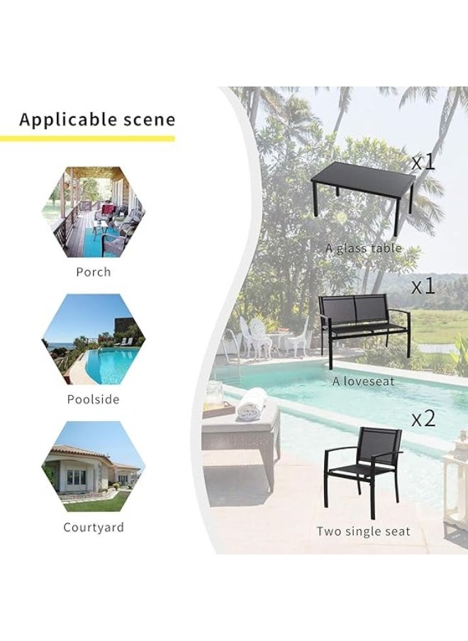 Anovara Anovara Outdoor Furniture Balcony Furniture 4 Pieces Garden Outdoor Furniture Set include 3 Chairs and 1 Coffee Table  - Image 4