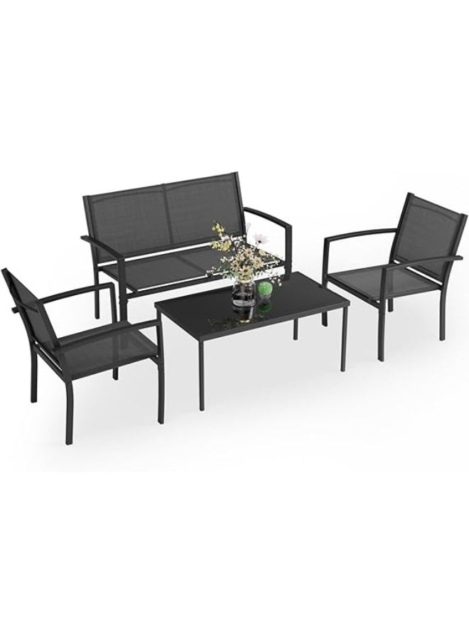 Anovara Anovara Outdoor Furniture Balcony Furniture 4 Pieces Garden Outdoor Furniture Set include 3 Chairs and 1 Coffee Table  - Image 5