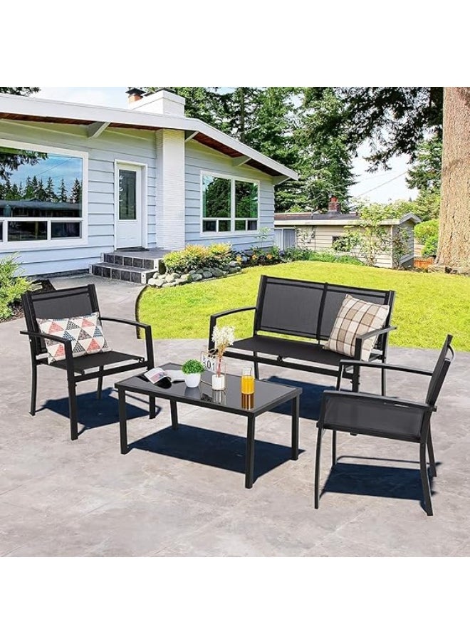 Anovara Anovara Outdoor Furniture Balcony Furniture 4 Pieces Garden Outdoor Furniture Set include 3 Chairs and 1 Coffee Table  - Image 1