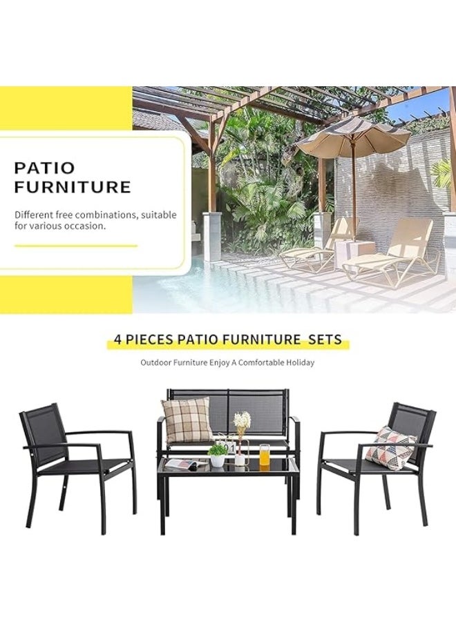 Anovara Anovara Outdoor Furniture Balcony Furniture 4 Pieces Garden Outdoor Furniture Set include 3 Chairs and 1 Coffee Table  - Image 2