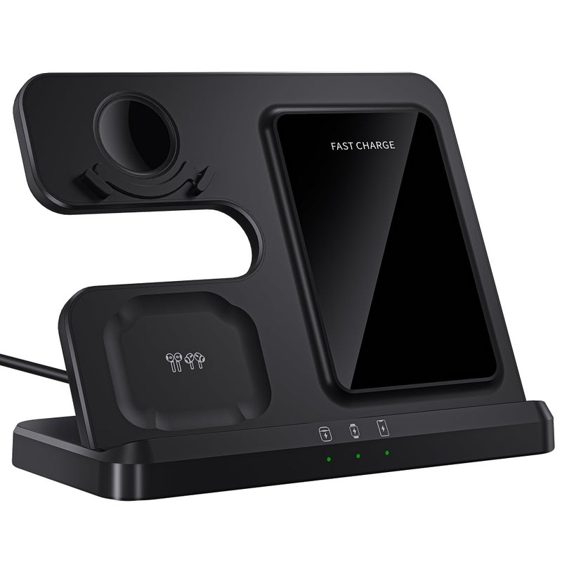 Indigotech Wireless Charger for Samsung Charging Station: 3 in 1 Galaxy Watch Charger, Adapter Included, Black(2025 US Version) - Image 1