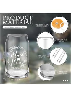 Irenare 48 Pcs Bridesmaid Proposal Gifts Maid Of Honor Gifts Bridal Shower 16Oz Glass Cups Cosmetic Makeup Bags Invited Cards Scrunchies Hair Knotted Bracelets Diamond Pens (Green)  - Image 3