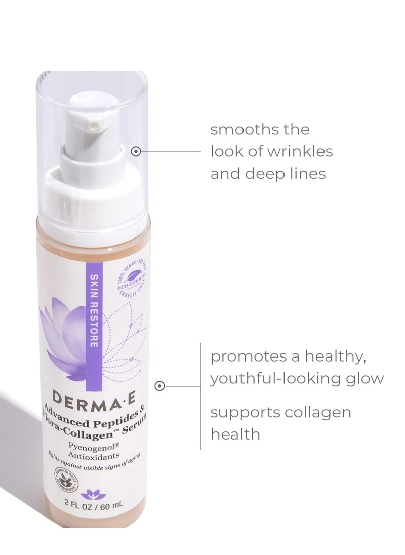 derma-e - DERMA E Advanced Peptides and Vegan Flora-Collagen Serum – Double Action Collagen Face Cream with Peptide Complex – Intensely Hydrating Treatment for Lines, Wrinkles and Redness, 2 oz - Image 1