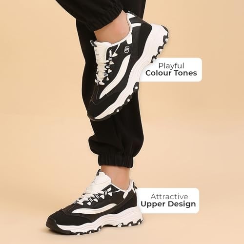 YOHO Chonks Women’s Sporty Comfortable Chunky Sneakers | Classic Black - UK 4 - Image 3