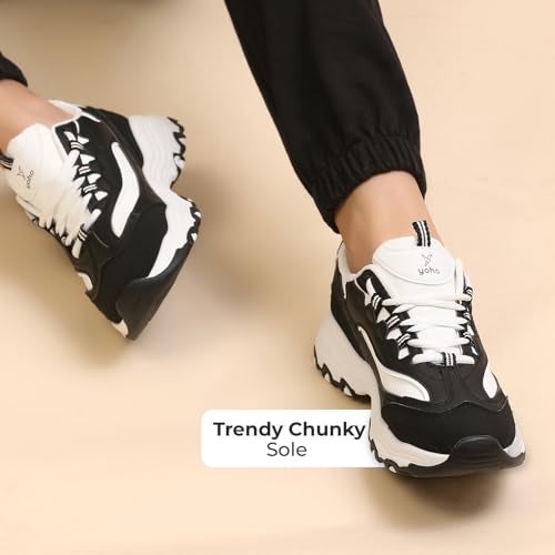 YOHO Chonks Women’s Sporty Comfortable Chunky Sneakers | Classic Black - UK 4 - Image 2