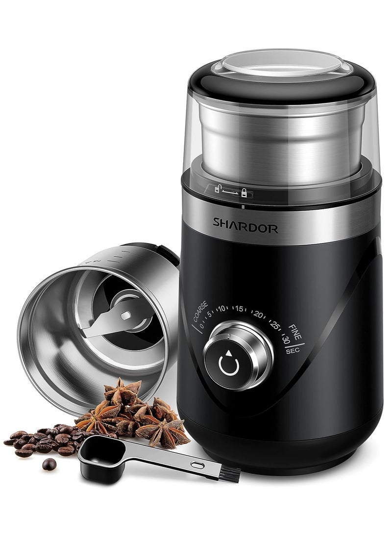 SHARDOR SHARDOR Adjustable Coffee Grinder Electric Spice Grinder Coffee Bean Grinder Espresso Grinder with 1 Removable Stainless Steel Bowl Black  - Image 1