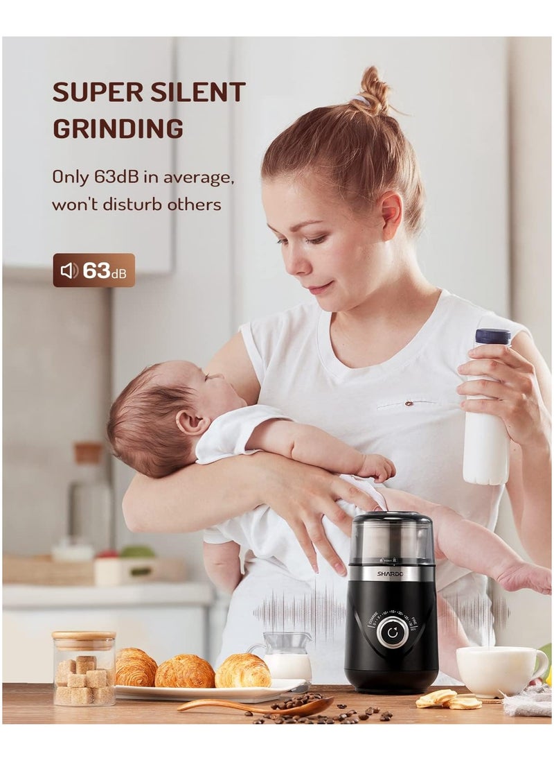 SHARDOR SHARDOR Adjustable Coffee Grinder Electric Spice Grinder Coffee Bean Grinder Espresso Grinder with 1 Removable Stainless Steel Bowl Black  - Image 3