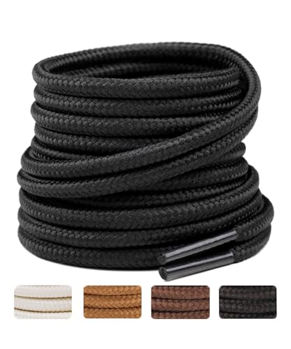 Handshop 2 Pairs Round Boots Shoelaces 4 MM Athletic Replacement Shoe Laces 30-63” Shoestrings For Running Sporting Walking Black 114 - Image 1