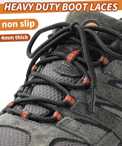 Handshop 2 Pairs Round Boots Shoelaces 4 MM Athletic Replacement Shoe Laces 30-63” Shoestrings For Running Sporting Walking Black 114 - Image 2