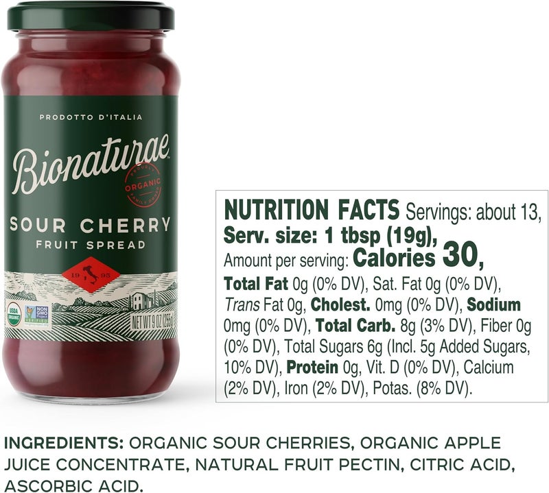 Bionaturae Organic Sour Cherry Fruit Spread - Image 2