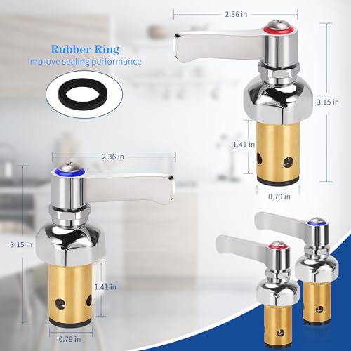 TNROTED Hot and Cold Side Handle Stem Assembly Brass Spindle Assembly Replacement Fit for All TS Faucet Valve Replace 00271340 00271440 - Image 3