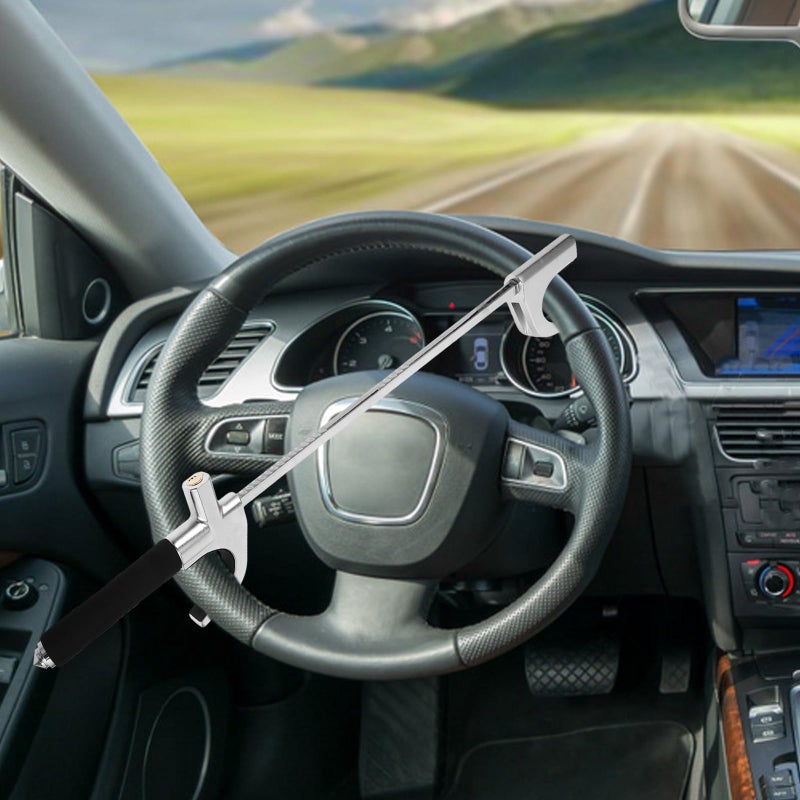 Anti Theft Steering Wheel Lock Adjustable Retractable U Shape Car Security Lock with Key for Auto Truck SUV Van - Image 5