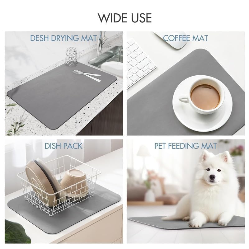 DUDSCOG Kitchen Utensil Dish Drying Mat Quick Dry Water Absorbent Placemat with NonSlip Rubber Backing for Efficient Dish Drying 40X30CM - Image 2