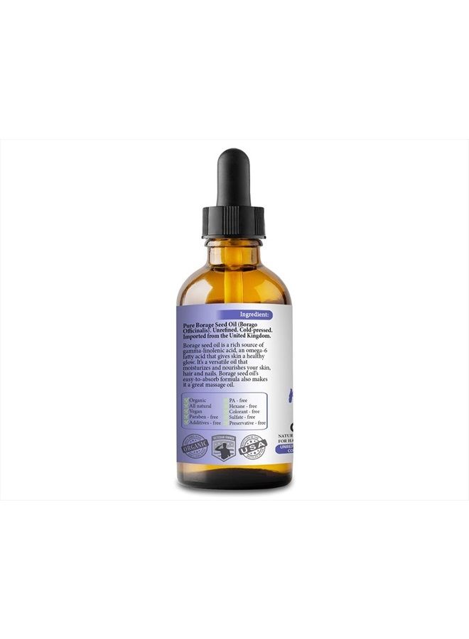 Bella Terra Oils Borage Seed Oil. 4oz. 100% Pure. Cold-pressed. Unrefined. Organic. PA-free. Hexane-free. GLA Oil. Natural Moisturizer for Hair, Face, Body, Nails, Stretch Marks - Image 2