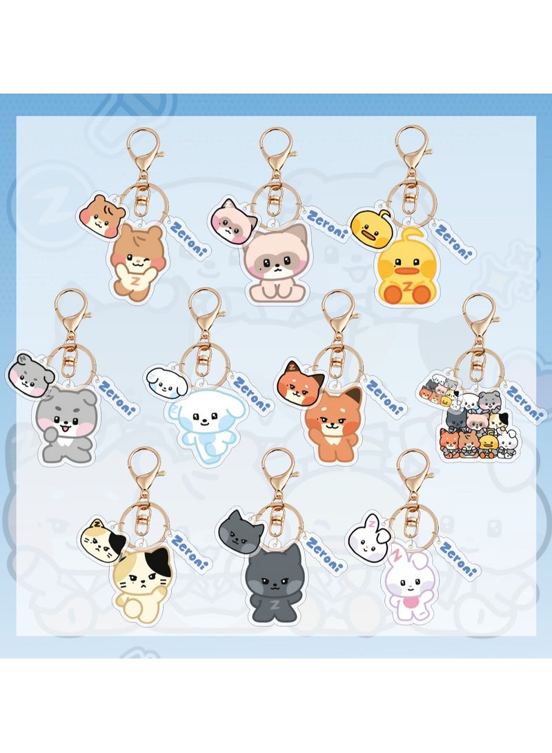 general ZEROBASEONE - 10 Pieces Cartoon Acrylic Keychain, Cute Animal Keychain, Clear Logo, KPOP ZB1, Backpack Accessories, Gift Keychain - Image 1