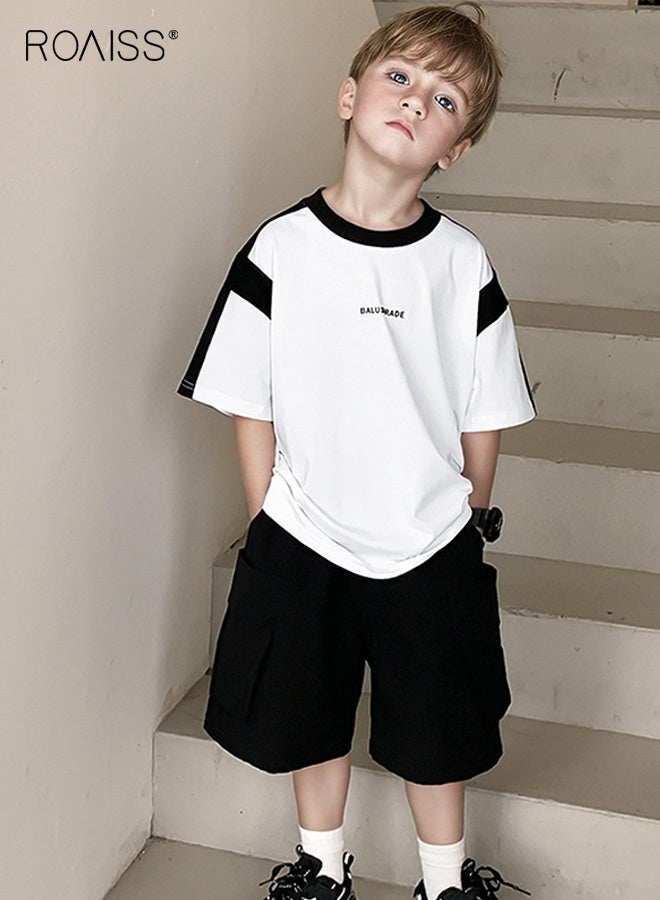 roaiss Boys Summer T-shirt, Short Sleeve Round Neck Tops, Stylish Unique T shirt for Boys, Suitable for Daily Wear or Any Occasion - Image 1