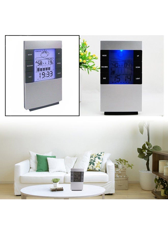 OUTAD LCD Thermometer Humidity Monitor Clock Silver/White - Image 4