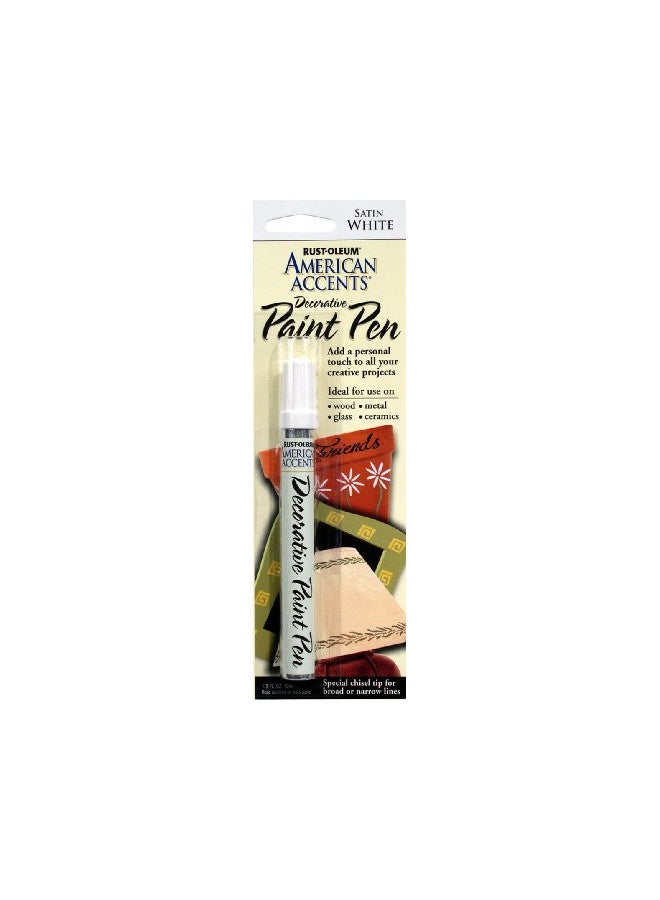 Rust-Oleum, White, 215153 American Accents Satin Decorative Paint Pen, 1/3-Ounce, 0.33 Fl Oz (Pack of 1) (Packaging May Vary) - Image 1