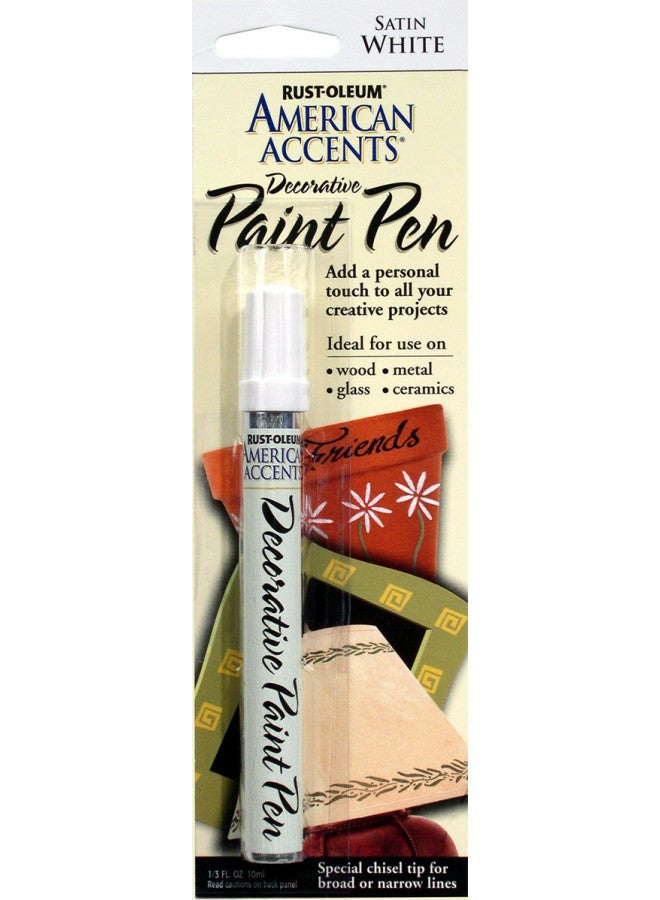 Rust-Oleum, White, 215153 American Accents Satin Decorative Paint Pen, 1/3-Ounce, 0.33 Fl Oz (Pack of 1) (Packaging May Vary) - Image 2