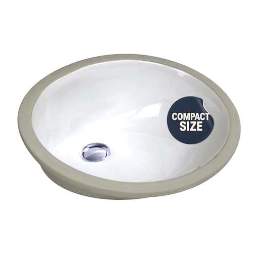 Nantucket Sinks UM-15x12-W Oval Ceramic Sink – 15"x12" Undermount Bathroom Sink for Bath Vanity, Small White Bowl, High-Gloss Vitreous China, Scratch & Stain Resistant – Great Point Collection - Image 1