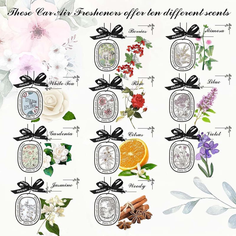 10PCS Car Air Fresheners Hanging Sachets, Odor Eliminator, Alcohol-Free, Botanical Fruite Fragrance Cotton Pendants with Ribbon, for Bathroom, Bedroom, Cars, Wardrobe - Image 3