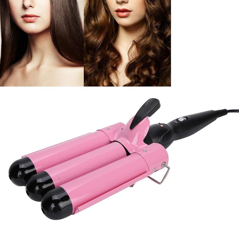 cheekyglo Hair Curling Iron Wands Curler Tourmaline Ceramic Curling Iron, 3 Barrels Waves Curls Big Waves Curls Tourmaline Ceramic Fast Heating Curlers for Long/Short Hair 32mm Triple Barrels Curling Iron(US) - Image 2