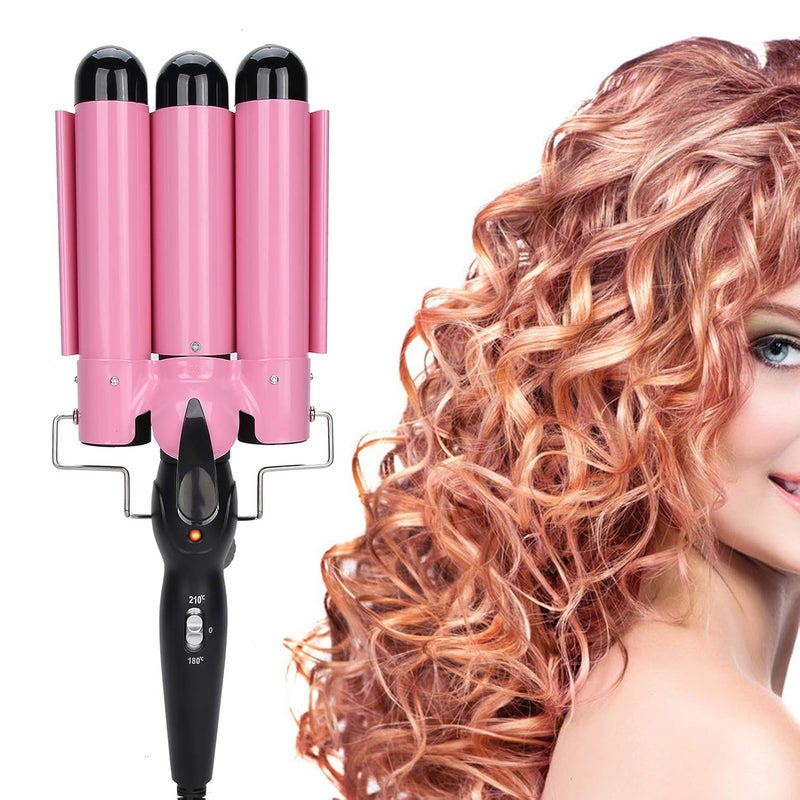 cheekyglo Hair Curling Iron Wands Curler Tourmaline Ceramic Curling Iron, 3 Barrels Waves Curls Big Waves Curls Tourmaline Ceramic Fast Heating Curlers for Long/Short Hair 32mm Triple Barrels Curling Iron(US) - Image 1
