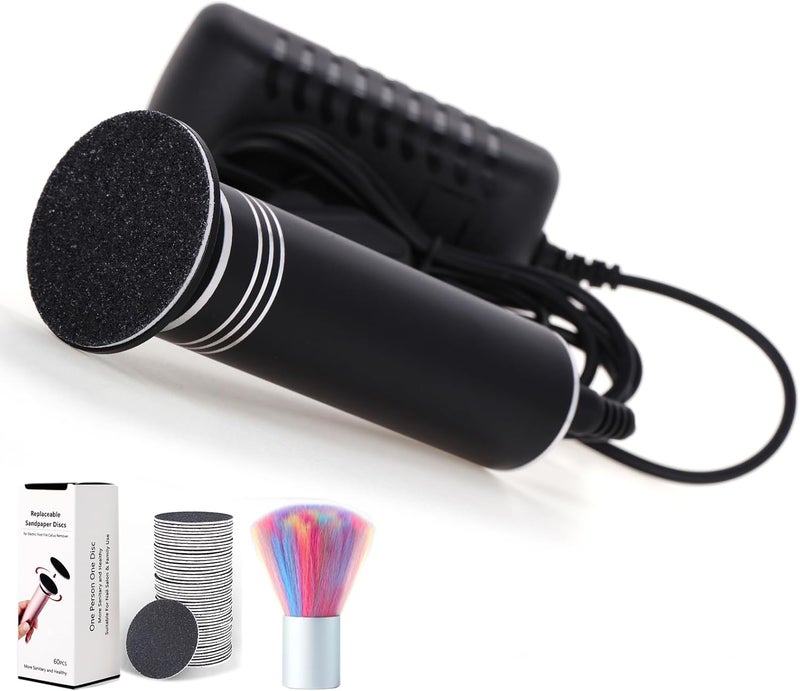 I·B·N G إزالة callus الكهربائية للقدمين أداة صنفرة القدم الكهربائية المهنية أداة تقشير الكعب للجلد المتشقق والجاف والميت سرعة قابلة للتعديل 60 قرص ورق صنفرة أسود