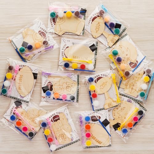 GOGREENWOVEN Football Party Favors 12 PCS Football Birthday Party Supplies Sports Theme Bubbles Paint Crafts American Rugby Birthday Decorations Goodie Bags Gifts Prizes for Kids Boys Toddler - Image 1
