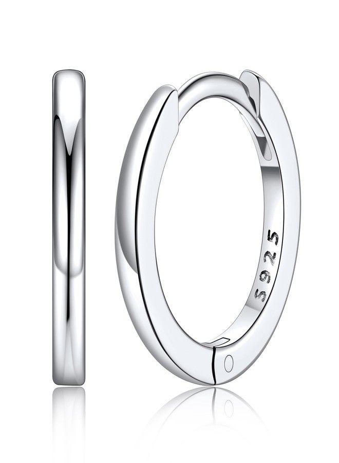 Silvora Unisex Small Huggie Hoop Earrings, Sterling Silver Tiny Polished Hoops for Women Men with Delicate Gift Packaging, Sterling Silver, No Gemstone - Image 1