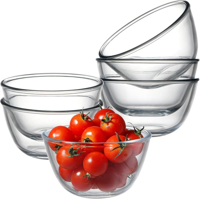 WRINGO Glass Bowl for Kitchen Prep, Dessert, Dips, and Candy Dishes, Cake, Snack Bowl Set of 6 Or Nut Bowl, and Microwave Safe Clear Glass Bowls for Mixing, Storing Size 5.5 Inch - Image 1