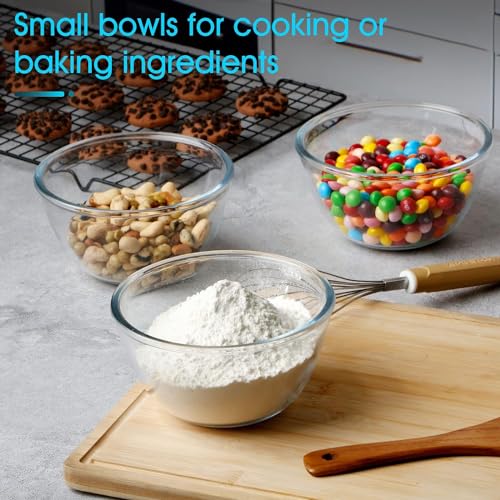 WRINGO Glass Bowl for Kitchen Prep, Dessert, Dips, and Candy Dishes, Cake, Snack Bowl Set of 6 Or Nut Bowl, and Microwave Safe Clear Glass Bowls for Mixing, Storing Size 5.5 Inch - Image 2