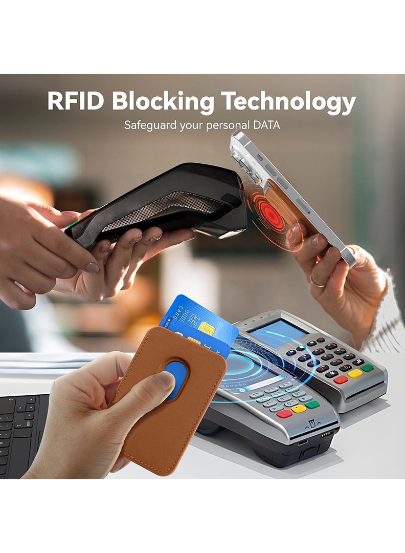 Theodor Magnetic Wallet, Compatible with MagSafe Wallet, for iPhone Wallet, for iPhone 16/15/14/13/12 Series, Not for iPhone 13/12 mini, 3 Card Holder, Vegan Leather, Brown - Travel 1 - Image 2