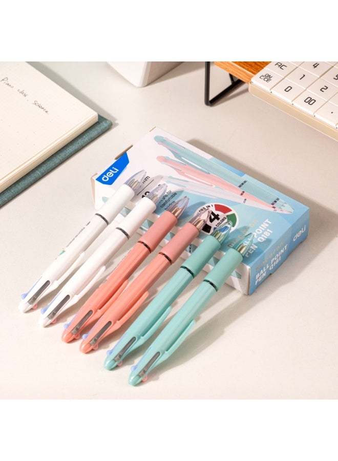 Deli Q181 Multicolor Ballpoint Pen 4-in-1 Colored Pens 1.0mm, Retractable Ball Point Pen Medium Point for Smooth Writing, Cute Pens for Office School Supplies, Planner Journaling, 4-Color Ink, 3-Count - Image 4