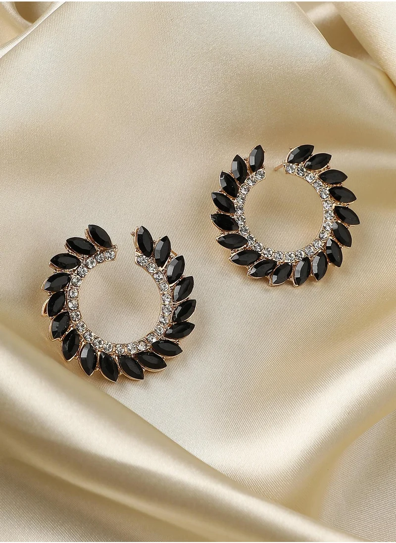 SOHI Cascading Crystals Hoop Earrrings