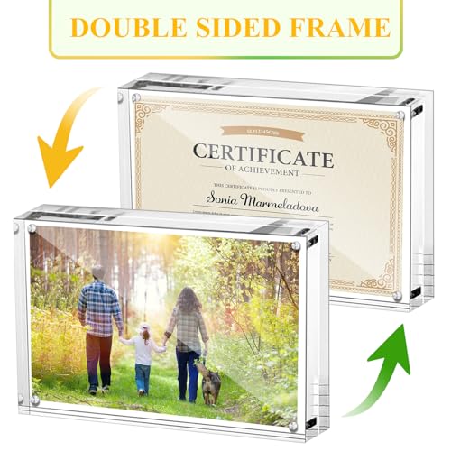 Boxalls 5x7 Inches Acrylic Picture Frame, Double Sided Clear Frameless Photo Frames with Magnetic Desktop Transparent - Image 3