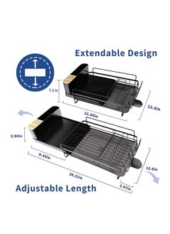 Dish Rack Expandable Drying Stand Kitchen Organizer With Tableware Cutting Board Drainer  1 Tier (Expandable BLACK) - pzsku/Z65B9E4F95ECFB5A35150Z/45/_/1718111169/68d90dcd-2f72-45be-bfae-39157249a7d2