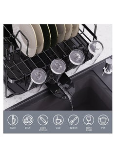 Dish Rack Expandable Drying Stand Kitchen Organizer With Tableware Cutting Board Drainer  1 Tier (Expandable BLACK) - pzsku/Z65B9E4F95ECFB5A35150Z/45/_/1718111179/be650c5f-d5ed-4d13-9d97-78bcb471e25a