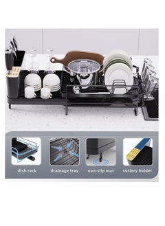 Dish Rack Expandable Drying Stand Kitchen Organizer With Tableware Cutting Board Drainer  1 Tier (Expandable BLACK) - pzsku/Z65B9E4F95ECFB5A35150Z/45/_/1718111190/8c3e48f9-8e86-471d-9fcc-60d88be22854