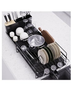 Dish Rack Expandable Drying Stand Kitchen Organizer With Tableware Cutting Board Drainer  1 Tier (Expandable BLACK) - pzsku/Z65B9E4F95ECFB5A35150Z/45/_/1718111200/2605945e-d725-4822-9431-ba6588ee7e5f