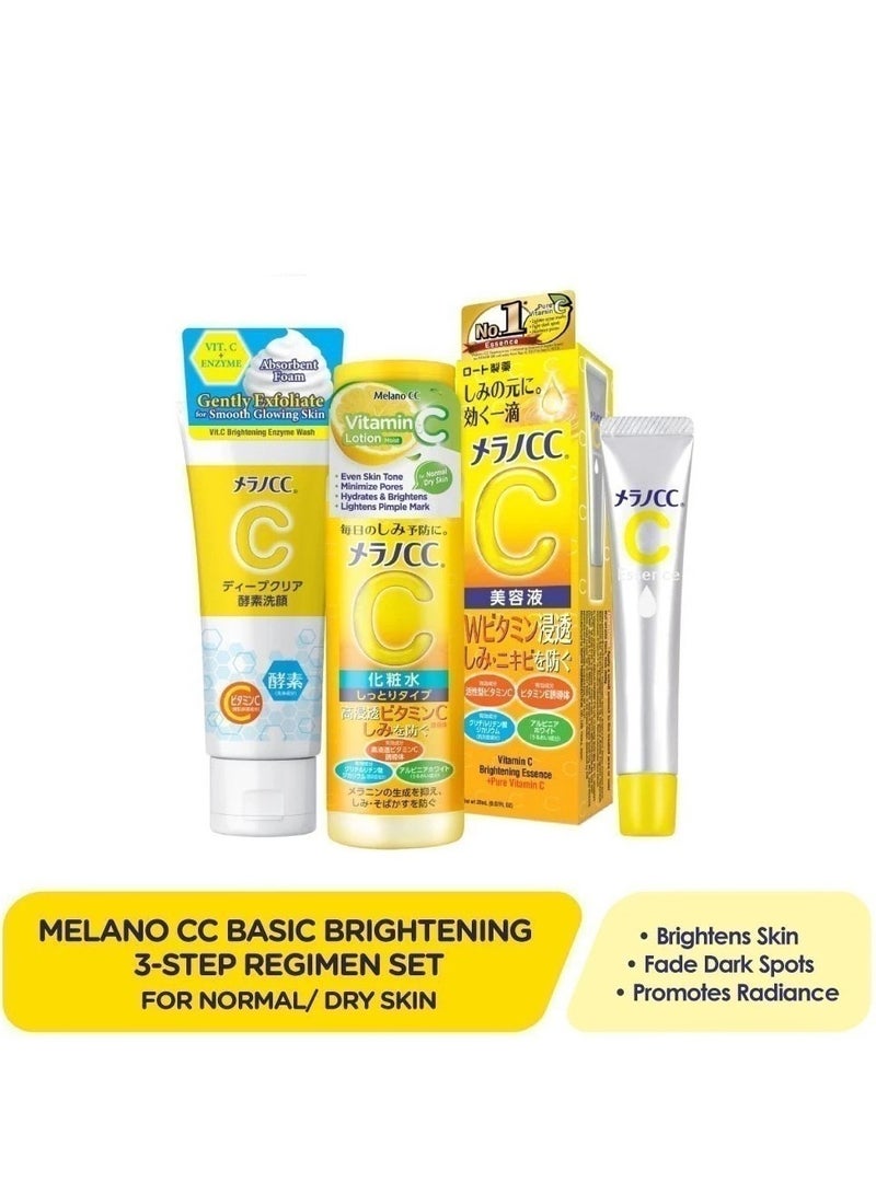 Melano CC Basic Brightening Hydrating 3-Step Regimen Set - For Normal/ Dry Skin [Fight Dark Spot/ Lighten Acne Scar] - Image 1