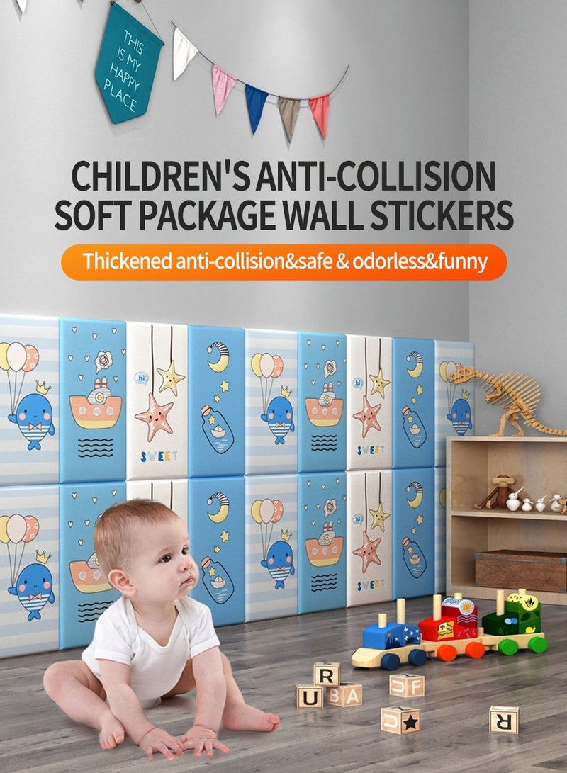 BEIRUI 8 Pieces Cartoon Thickened 3D Anti-collision Wall Stickers, Anti-collision Foam Wall Mat, Room Bedroom Bedside Soft Pocket Backing Cushion Self-adhesive Wall Stickers, Children's Waterproof Children's Room Decorative Self-adhesive Wall Mat PVC 3d Waterproof, 34 cm X 68 cm  - Image 2