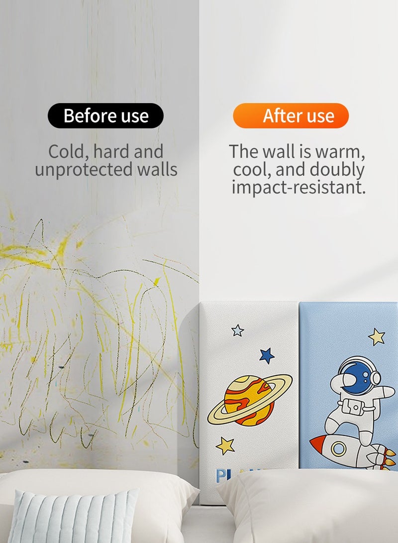 BEIRUI 8 Pieces Cartoon Thickened 3D Anti-collision Wall Stickers, Anti-collision Foam Wall Mat, Room Bedroom Bedside Soft Pocket Backing Cushion Self-adhesive Wall Stickers, Children's Waterproof Children's Room Decorative Self-adhesive Wall Mat PVC 3d Waterproof, 34 cm X 68 cm  - Image 5