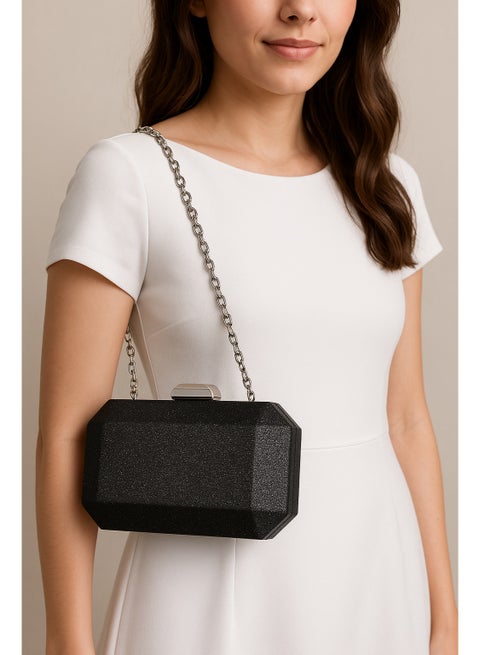 Elegant Matte Silver Clutch – Soft Sparkle Texture – European Made & Imported – Ideal for Formal Evenings