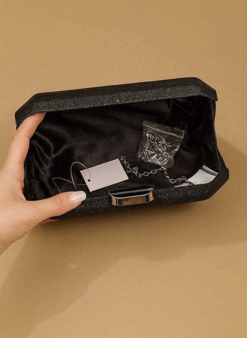 Elegant Matte Silver Clutch – Soft Sparkle Texture – European Made & Imported – Ideal for Formal Evenings - Image 3